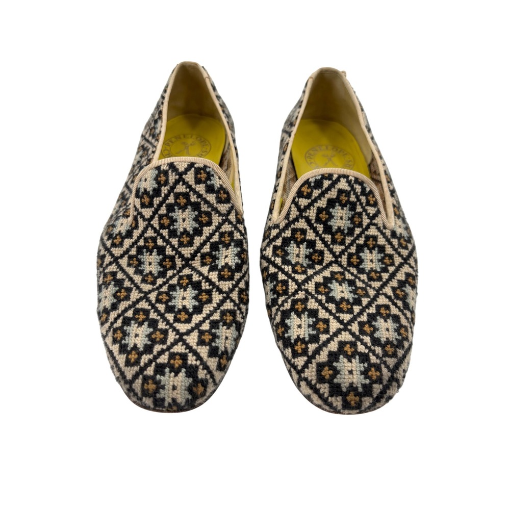 Penelope Chilvers Needlepoint Loafers Black Tan 40